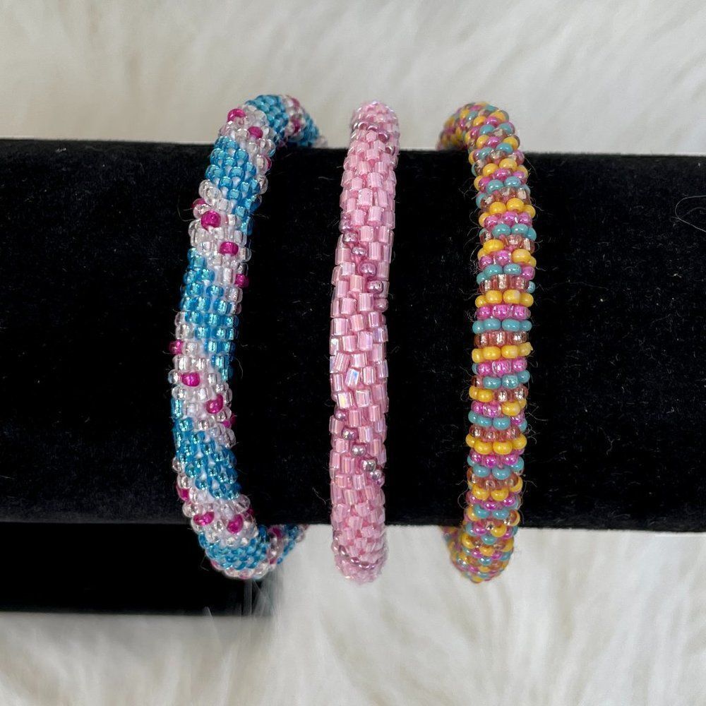 HAND CRAFTED in Nepal Beaded Bracelets
(set of 3) #315